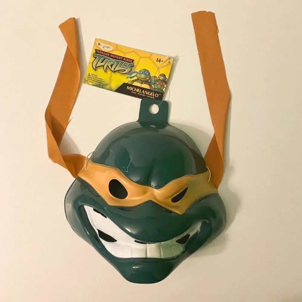 2009 TMNT Michelangelo Ninja Turtle Plastic Mask Ages 14+ Halloween Cosplay